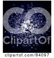Blue 3d Cubic Particles Floating Around Light