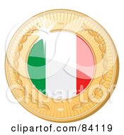 Royalty Free RF Clipart Illustration Of A 3d Golden Shiny Italy Medal by elaineitalia