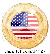 Royalty Free RF Clipart Illustration Of A 3d Golden Shiny United States Medal by elaineitalia