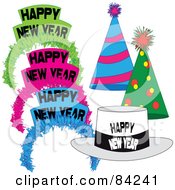 Royalty Free RF Clipart Illustration Of A Digital Collage Of Happy New Year Headbands With Party Hats