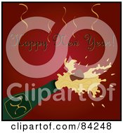 Poster, Art Print Of Happy New Year Greeting Over A Cork Popping Out Of A Champagne Bottle On Red