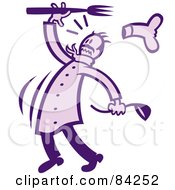 Royalty Free RF Clipart Illustration Of A Busy Purple Chef