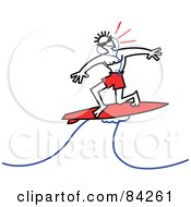 Royalty Free RF Clipart Illustration Of A Surfer Dude Listening To Music And Riding A Wave
