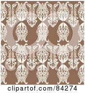 Royalty Free RF Clipart Illustration Of A Seamless Repeat Pattern Background Of Beige Gothic Designs On Brown
