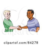 Royalty Free RF Clipart Illustration Of A White And Black Men Shaking Hands by LaffToon