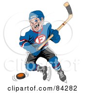 Poster, Art Print Of Beat Up Hockey Player With Missing Teeth