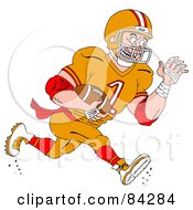 Poster, Art Print Of Athlete Running With An American Football