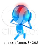 Royalty Free RF Clipart Illustration Of A 3d Blue Bob Character With A Migraine by Julos