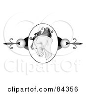 Royalty Free RF Clipart Illustration Of A Horse Head Cameo Website Header by C Charley-Franzwa