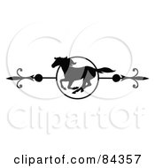 Poster, Art Print Of Black And White Galloping Horse Page Divider Or Website Header