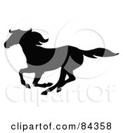 Poster, Art Print Of Black Galloping Horse Silhouette