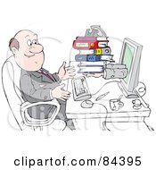 Royalty Free RF Clipart Illustration Of Hands Reaching Out Of A Computer And Giving A Businessman Books