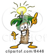 Palm Tree Mascot Cartoon Character With A Bright Idea