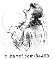 Royalty Free RF Clipart Illustration Of A Black And White Sketch Of A Businessman Taking Notes