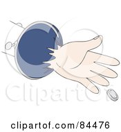 Royalty Free RF Clipart Illustration Of A Hand Reaching For A Coin by Alex Bannykh