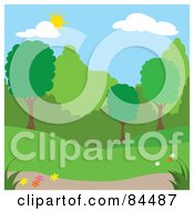 Poster, Art Print Of Sun Shining Down On A Spring Time Park With Trees - Version 3