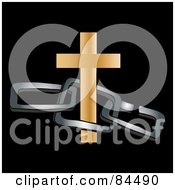 Poster, Art Print Of Golden Cross With Chains On White