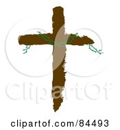 Royalty Free RF Clipart Illustration Of A Green Vine On A Brown Cross