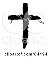 Royalty Free RF Clipart Illustration Of Barbed Wire On A Black And White Cross by Pams Clipart #COLLC84494-0007