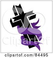 Poster, Art Print Of Blank Purple Banner Around A Black Cross