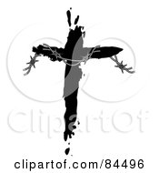 Poster, Art Print Of Black And White Cross With Barbed Wire