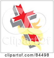 Poster, Art Print Of Blank Yellow Banner Around A Red Cross