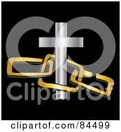 Poster, Art Print Of Silver Cross With Chains On White