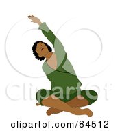 Poster, Art Print Of Black Woman Sitting Cross Legged On The Floor And Stretching While Doing Yoga