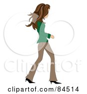 Poster, Art Print Of Casual Brunette Caucasian Woman Walking