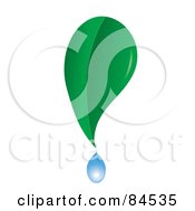 Royalty Free RF Clipart Illustration Of A Dew Drop Dripping From A Green Leaf by Pams Clipart