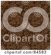Royalty Free RF Clipart Illustration Of A Seamless Repeat Background Of Flower Bursts And Vines On Brown