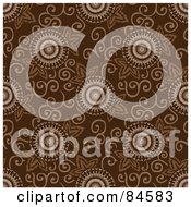 Poster, Art Print Of Seamless Repeat Background Of Flower Bursts And Vines On Brown