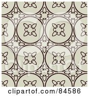 Poster, Art Print Of Seamless Repeat Background Of Dark Brown Floral Circles On Tan