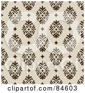 Seamless Repeat Background Of Dark Brown Crests And Diamsonds On Beige