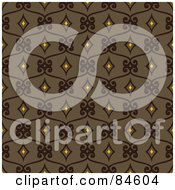 Royalty Free RF Clipart Illustration Of A Seamless Repeat Background Of Yellow And Brown Diamonds On Brown
