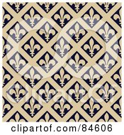 Royalty Free RF Clipart Illustration Of A Seamless Repeat Background Of Beige Fleur De Lis Diamonds On Black