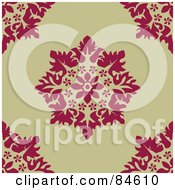 Poster, Art Print Of Seamless Repeat Background Of Pink Flowers On Tan