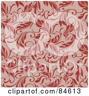 Royalty Free RF Clipart Illustration Of A Seamless Repeat Background Of Orange Red Leaves On Pink
