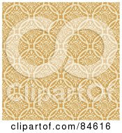 Poster, Art Print Of Seamless Repeat Background Of Beige Flower Circles On Tan