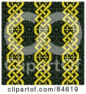 Royalty Free RF Clipart Illustration Of A Seamless Repeat Background Of Green And Yellow Braid Rows