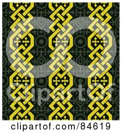 Poster, Art Print Of Seamless Repeat Background Of Green And Yellow Braid Rows