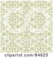 Royalty Free RF Clipart Illustration Of A Seamless Repeat Background Of Tan Floral Designs With Crosses