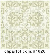 Poster, Art Print Of Seamless Repeat Background Of Tan Floral Designs With Crosses