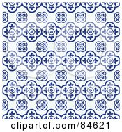 Poster, Art Print Of Seamless Repeat Background Of Blue Floral Clovers