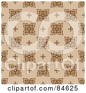 Royalty Free RF Clipart Illustration Of A Seamless Repeat Background Of Brown Flowers On Beige
