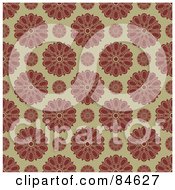 Royalty Free RF Clipart Illustration Of A Seamless Repeat Background Of Red Round Flowers On Beige