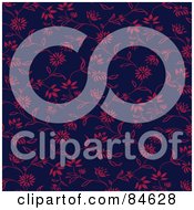 Royalty Free RF Clipart Illustration Of A Seamless Repeat Background Of Pink Floral Vines On Blue