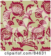 Royalty Free RF Clipart Illustration Of A Seamless Repeat Background Of Pink Flowers On Beige