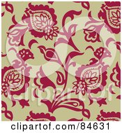 Poster, Art Print Of Seamless Repeat Background Of Pink Flowers On Beige