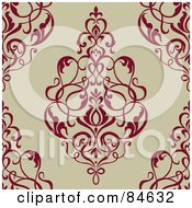Royalty Free RF Clipart Illustration Of A Seamless Repeat Background Of Red Leafy Designs On Beige
